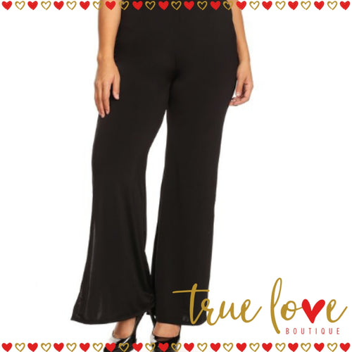 Black Bottom,  Pantalon Largo Negro, Plus Size, Talla Plus, Black Bell Bottom Pants