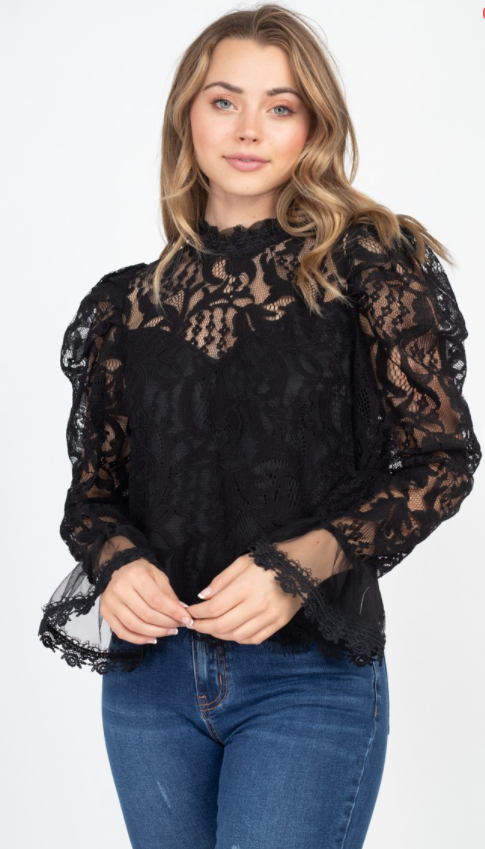 Eye Lash Black Lace Top