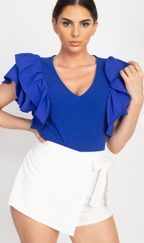 Ruffle Tiered Ribbed Tops