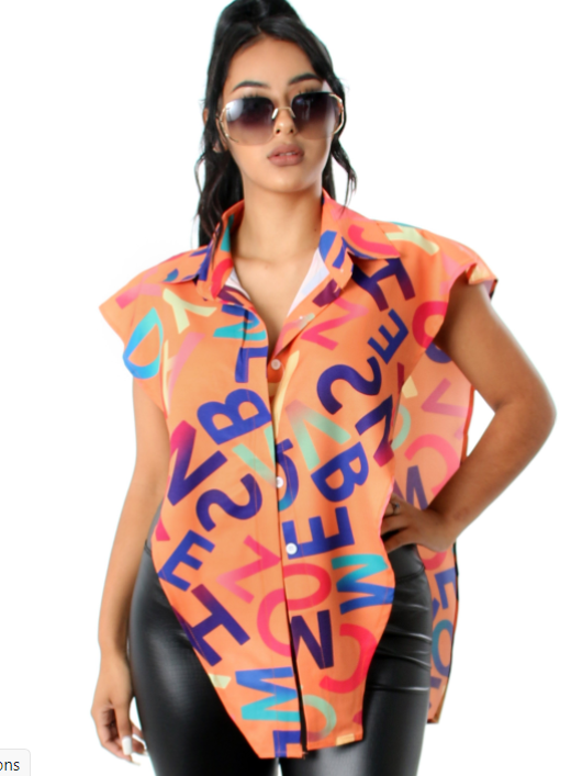 Triangle Letter Fashion Poncho Top