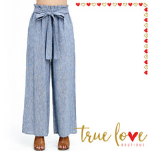 Bottom Denim Blue, 100% Cotton, Wide Legs Pants