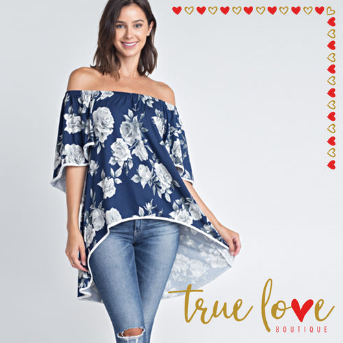 Blue Floral Tunic Top, Tunic Top, Blue Floral Tunic, Blue Tunic, Floral Tunic