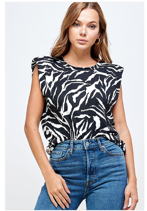 Zebra Print Top Shoulder Pads